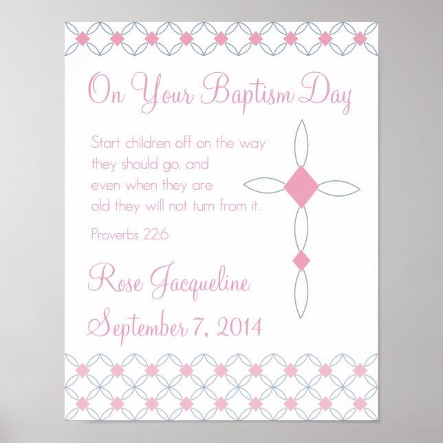 Personalisierte Taufe für Mädchen - 11x14 Poster (Vorne)