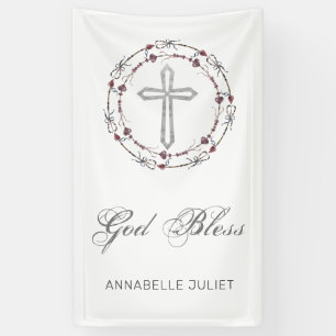 Personalisierte Taufe Gott segne Christliches Kreu Banner