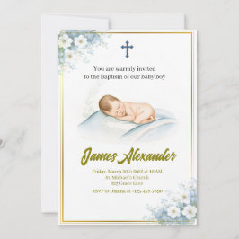 Personalisierte Taufzeremonie Baby Junge  Einladung