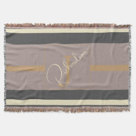 Personalisierte Taupe-Gold-Streifen Moderne Neutra Decke