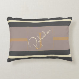 Personalisierte Taupe-Gold-Streifen-Moderne-Neutra Dekokissen