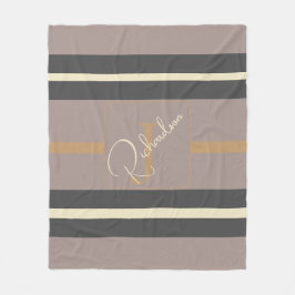 Personalisierte Taupe-Gold-Streifen Moderne Neutra Fleecedecke