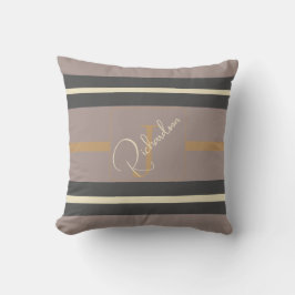 Personalisierte Taupe Gold Streifen Moderne Neutra Kissen