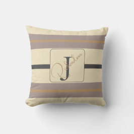 Personalisierte Taupe-Gold-Streifen-Moderne-Neutra Kissen