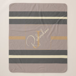 Personalisierte Taupe-Gold-Streifen Moderne Neutra Sherpadecke