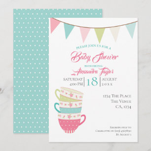 Personalisierte Tea Party Baby Shower Einladung