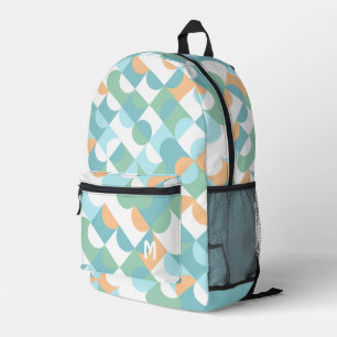 Personalisierte Teal Blau Grün Orange Midcentury K Bedruckter Rucksack