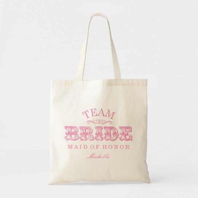 Personalisierte "Team-Braut-" Brautparty-Tasche Tragetasche (Vorne)