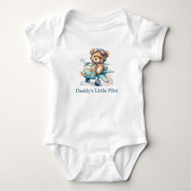 Personalisierte Teddy Bear Airplane Baby Boy Gift Strampler (Vorderseite)