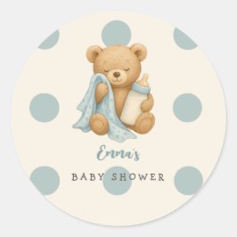 Personalisierte Teddy Bear Boy Babyaufkleber Runder Aufkleber