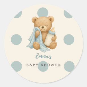 Personalisierte Teddy Bear Boy Babyaufkleber Runder Aufkleber