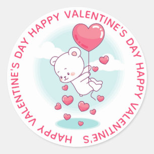 Personalisierte Teddybär-Herzballons zum Valentins Runder Aufkleber
