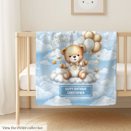 Personalisierte Teddydecke zum ersten Geburtstag Fleecedecke