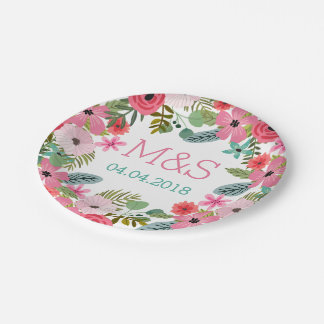 Personalisierte Teller Boho Blumenhandschrift