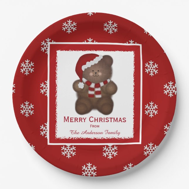 Personalisierte Teller für den Santa Teddy-Bär (Vorderseite)