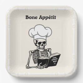 Personalisierte Teller, Koch Bone Appétit Skeleton Pappteller