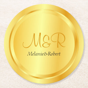 Personalisierte Template Imitats Gold Moderne Runder Pappuntersetzer