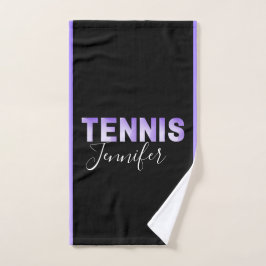 Personalisierte Tennis Girls Name Lila Ombre Text Handtuch