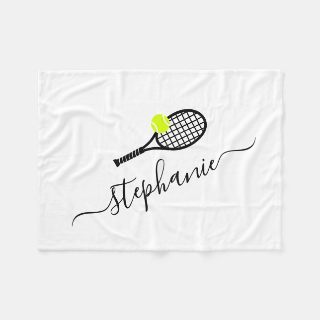 Personalisierte Tennis-Skriptname Lap Picnic Fleecedecke (Vorderseite (Horizontal))