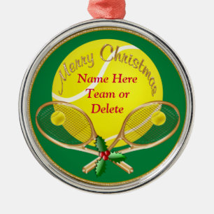 Personalisierte Tennis-Weihnachtsverzierungen, IHR Silbernes Ornament