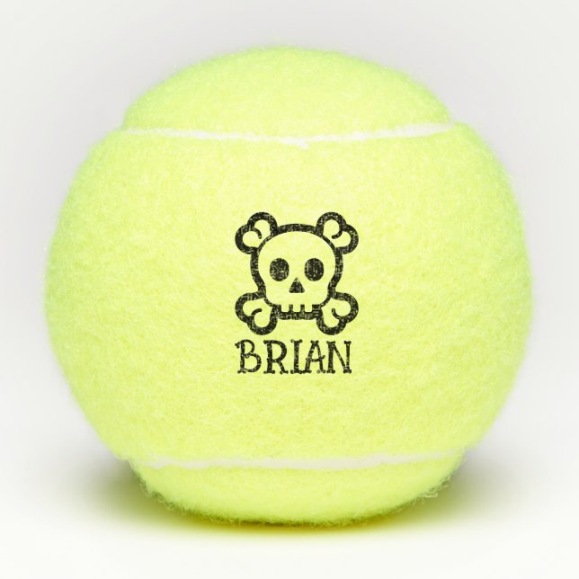 Personalisierte Tennisball mit Schädel und Knochen Tennisbälle (Vorderseite)