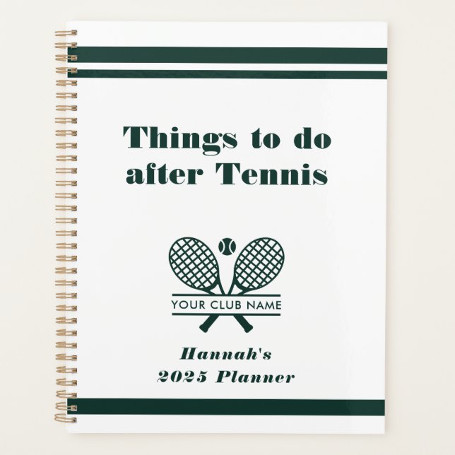 Personalisierte Tennisklubname Team Spieler 2025 Planer (Vorderseite)