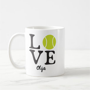 Personalisierte Tennisliebe Frohen Tennis Tag Kaffeetasse