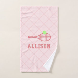 Personalisierte Tennismädchen Name Rosa Handtuch