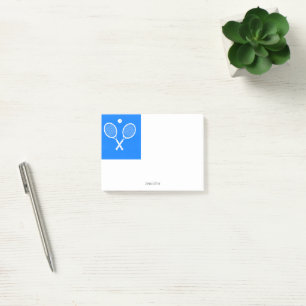Personalisierte Tennisschläger Blaue Hintergrund Post-it Klebezettel