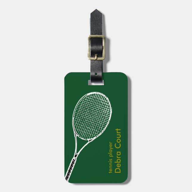 Personalisierte Tennisspielerreise Gepäckanhänger (Vorderseite vertikal)