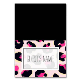 Personalisierte Tented Pink Leopard Print Platzkar Tischnummer