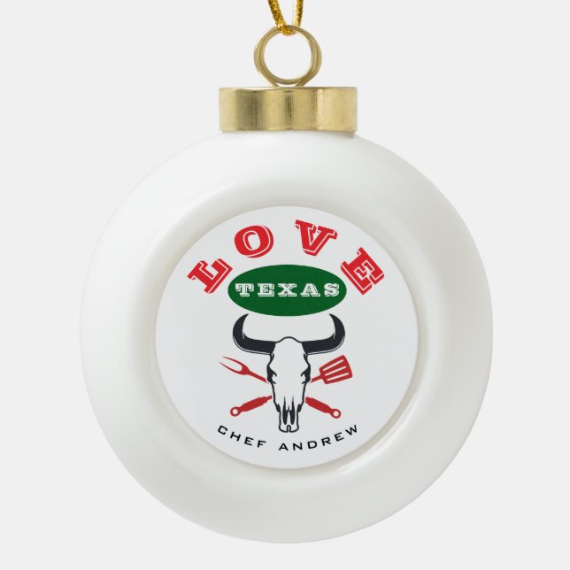 Personalisierte TEXAS-GRILLEN, benutzerdefinierter Keramik Kugel-Ornament (Vorderseite)