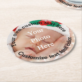 Personalisierte Text- und Fotoschablone Runder Pappuntersetzer