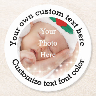 Personalisierte Text- und Fotoschablone Runder Pappuntersetzer