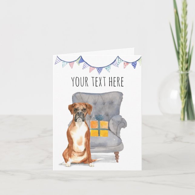 Personalisierte Textgrüßkarte für den Boxer-Hund Karte (Vorderseite)