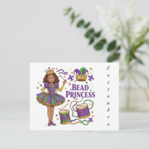 Personalisierte Textilperle Prinzessin - Mardi Gra Postkarte