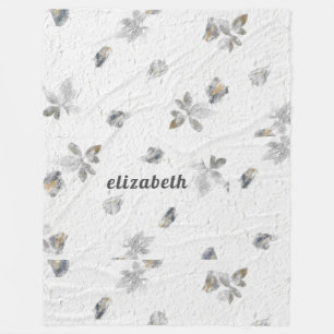 Personalisierte Texturweiß mit grauen Blume Fleecedecke