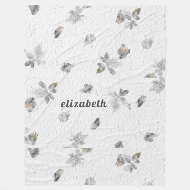 Personalisierte Texturweiß mit grauen Blume Fleecedecke (Vorderseite)