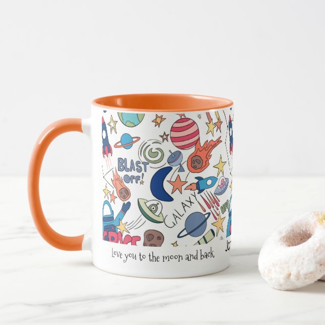 Personalisierte Themendoodles für Kinder Tasse (Mit Donut)
