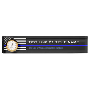 Personalisierte Thin Blue Line American Flag auf Namensplakette