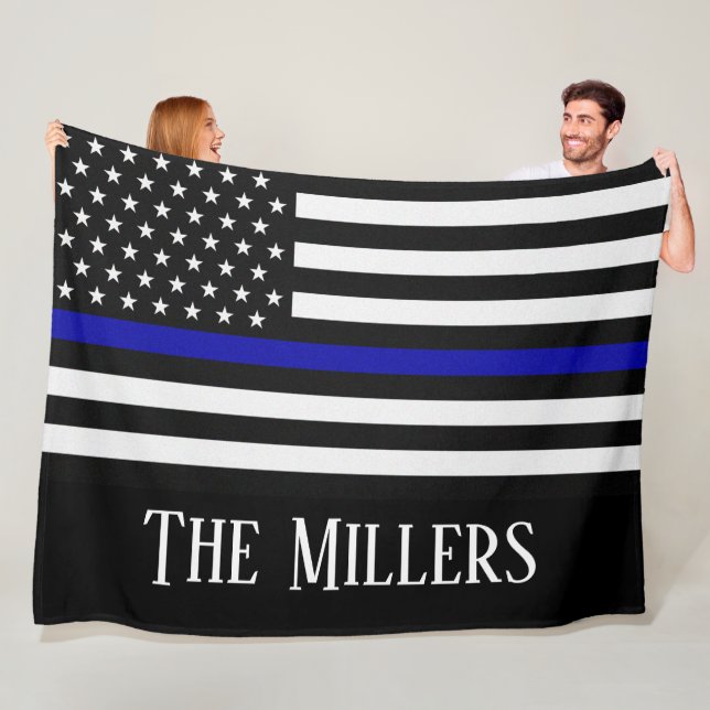 Personalisierte Thin Blue Line-Flagge Fleecedecke (Beispiel)