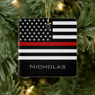 Personalisierte Thin-Red-Line-Flagge Keramikornament