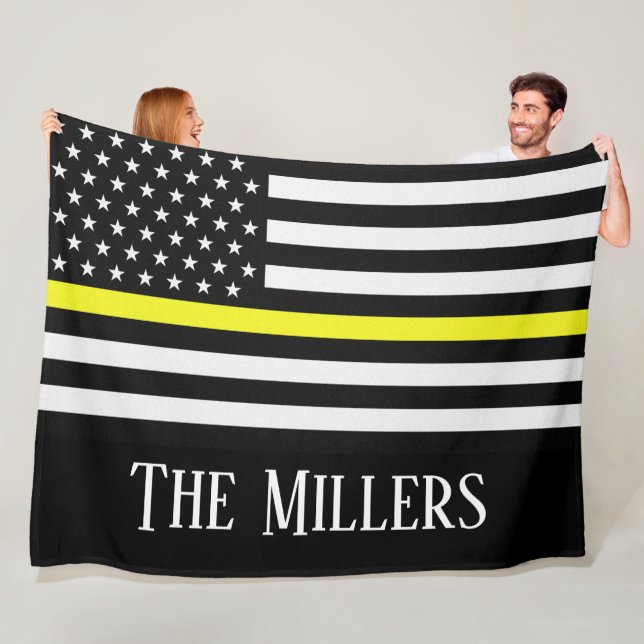 Personalisierte Thin-Yellow-Line-Flagge Fleecedecke (Beispiel)