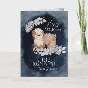 Personalisierte tibetische Terrier-Mama Weihnachte Feiertagskarte