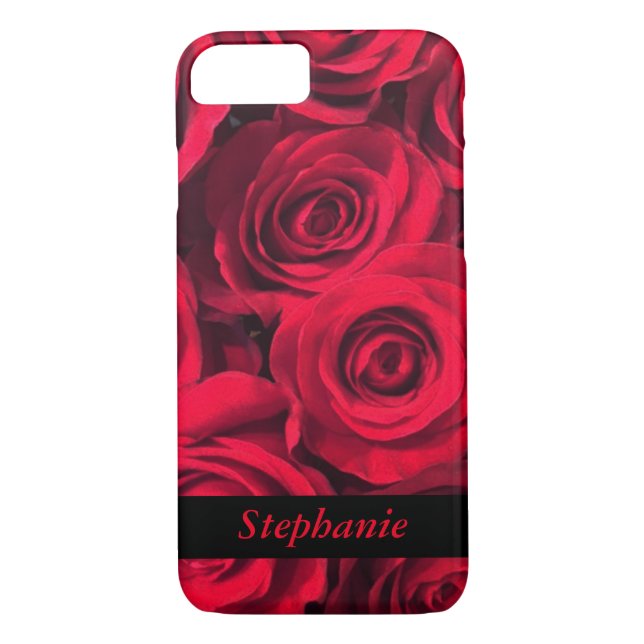 Personalisierte tiefrote Rosen-Blüte Case-Mate iPhone Hülle (Rückseite)