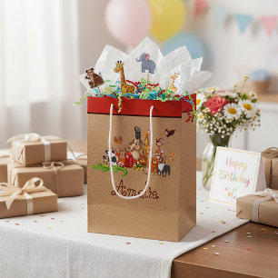 Personalisierte Tier-Geschenktüte für Kinder, mitt Mittlere Geschenktüte