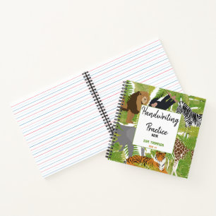 Personalisierte Tiere Handschrift-Übung für Kinder Notizbuch