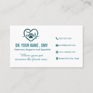 Personalisierte Tierklinik-Karte mit Herz-Logo für Visitenkarte