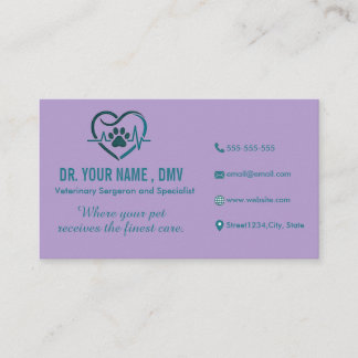 Personalisierte Tierklinik-Karte mit Herz-Logo für Visitenkarte