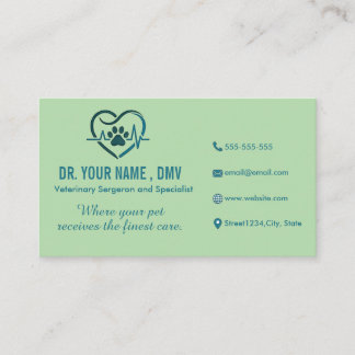 Personalisierte Tierklinik-Karte mit Herz-Logo für Visitenkarte